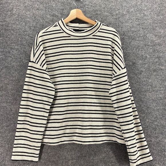 Sanctuary Sweater Pullover Women XL White Striped Knit Crew Neck Long Sleeve - Picture 3 of 9